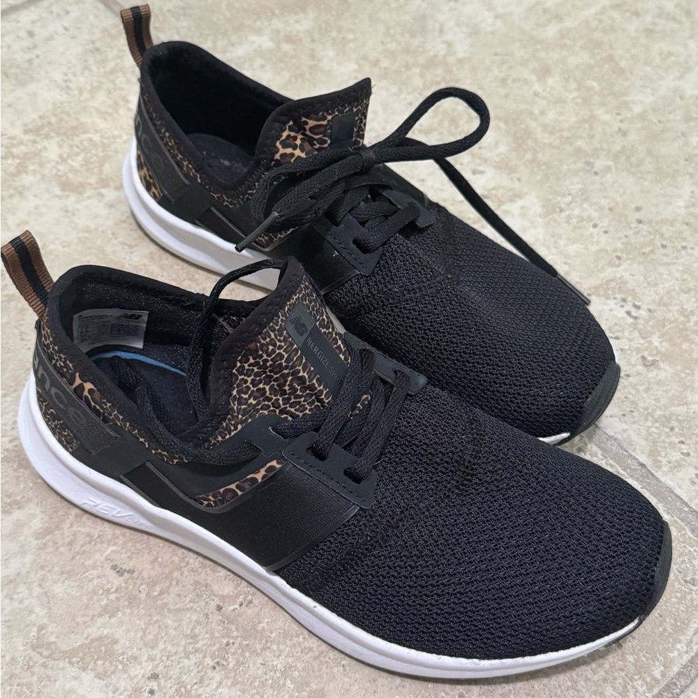 New Balance Black and Leopard Print Sneakers